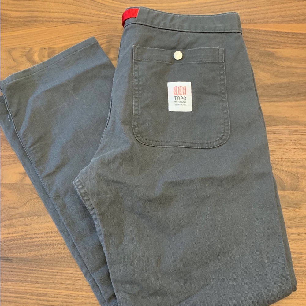 men’s topo designs grey canvas pants medium